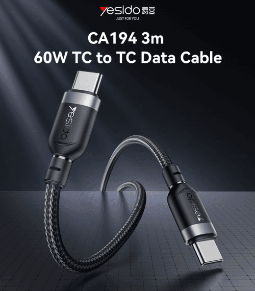 � كابل YESIDO CA194 Type-C إلى Type-C — 3 متر / 60W-5