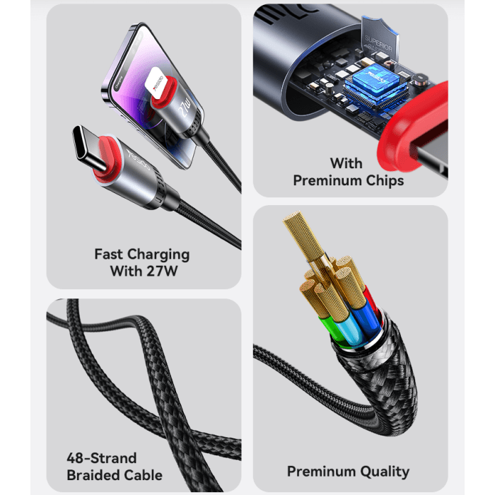 � كابل YESIDO CA184 Type-C إلى Lightning — 2 متر / 27W-3