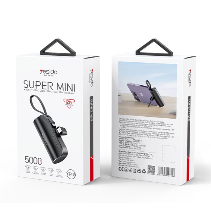 🔋 YESIDO YP68 — باور بانك 5000mAh صغير ومحمول